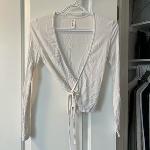 Tie in Front White Long Sleeve